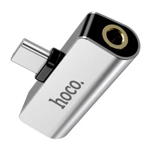 Адаптер Hoco LS26 2 in 1 AUX 3.5mm to Type-C [Silver]